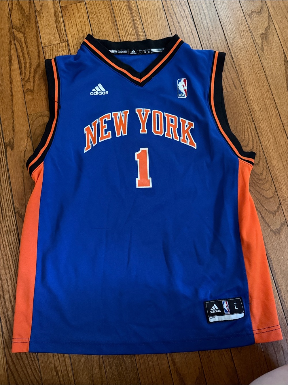 adidas Blue & Orange New York Basketball Jersey - Kids